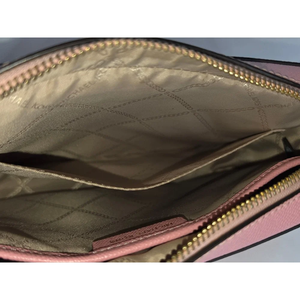 Michael Kors Jet Set Large East West Crossbody Bag Pink Saffiano Leather Gold HW